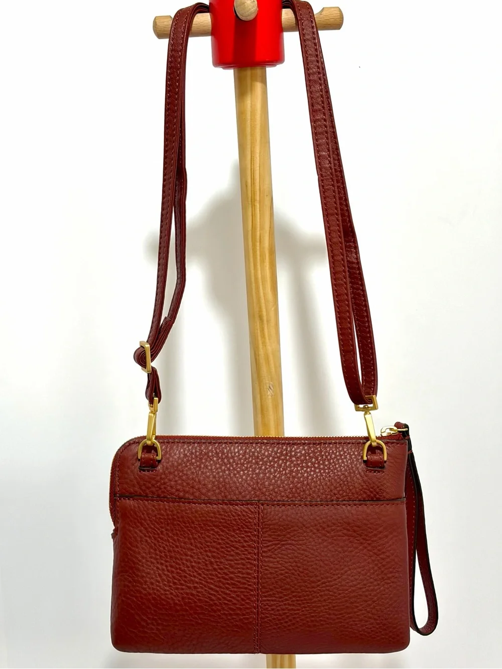 Hammitt Nash Small Crossbody In Pomodoro Red/Brushed Gold Hammered Rivets